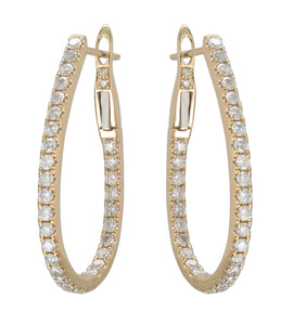 18KT Yellow Gold Hoop Earrings with 0.90ctw diamonds, H/I-SI...