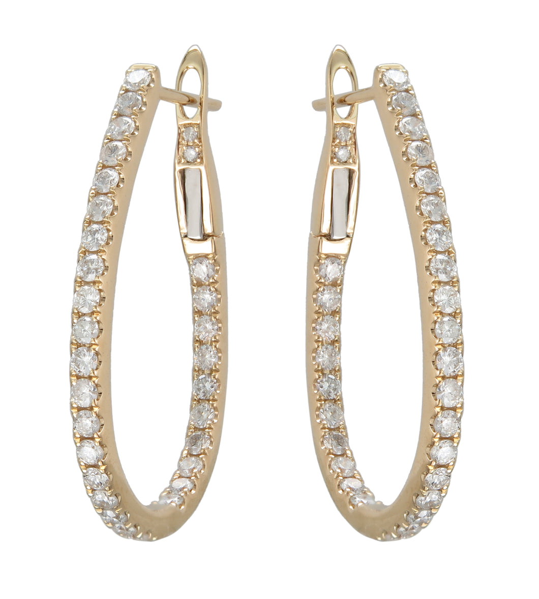 18KT Yellow Gold Hoop Earrings with 0.90ctw diamonds, H/I-SI...