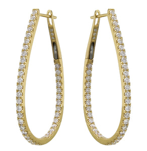 18KT Yellow Gold Hoop Earrings with 1.36ctw diamonds, H/I-SI...