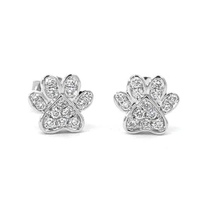 18KT White Gold Dog Paw Earrings with 0.23ctw diamonds, H/I-...