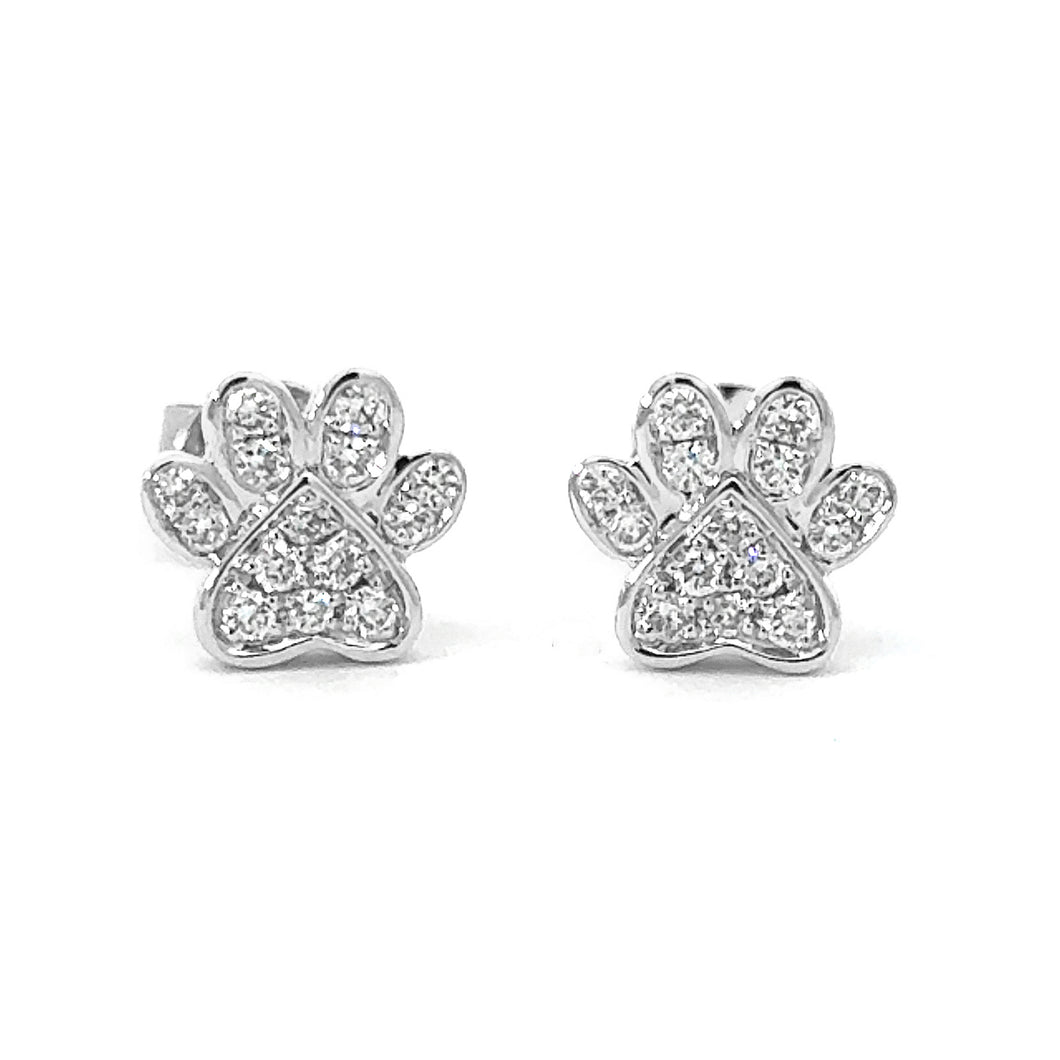 18KT White Gold Dog Paw Earrings with 0.23ctw diamonds, H/I-...