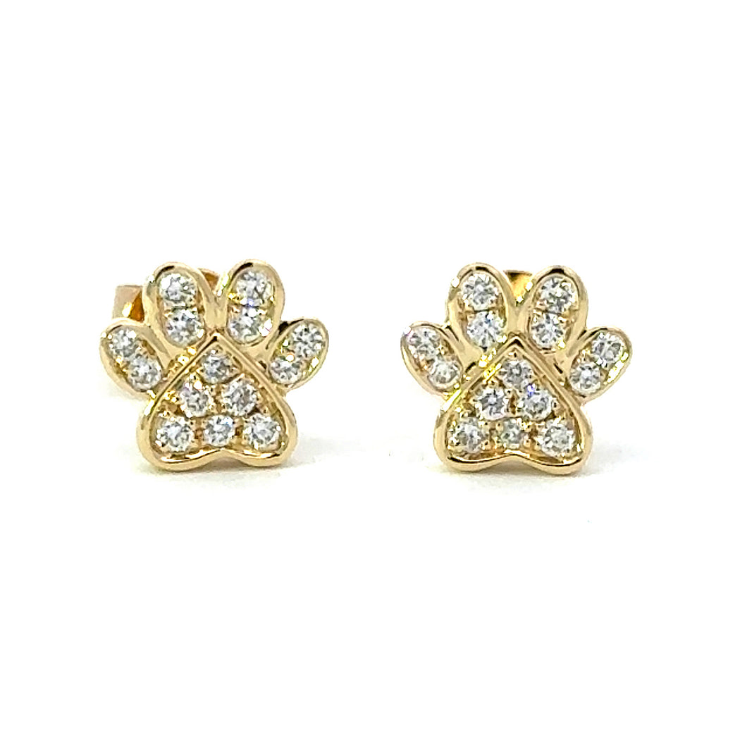 18KT Yellow Gold Dog Paw Earrings with 0.24ctw diamonds, H/I...