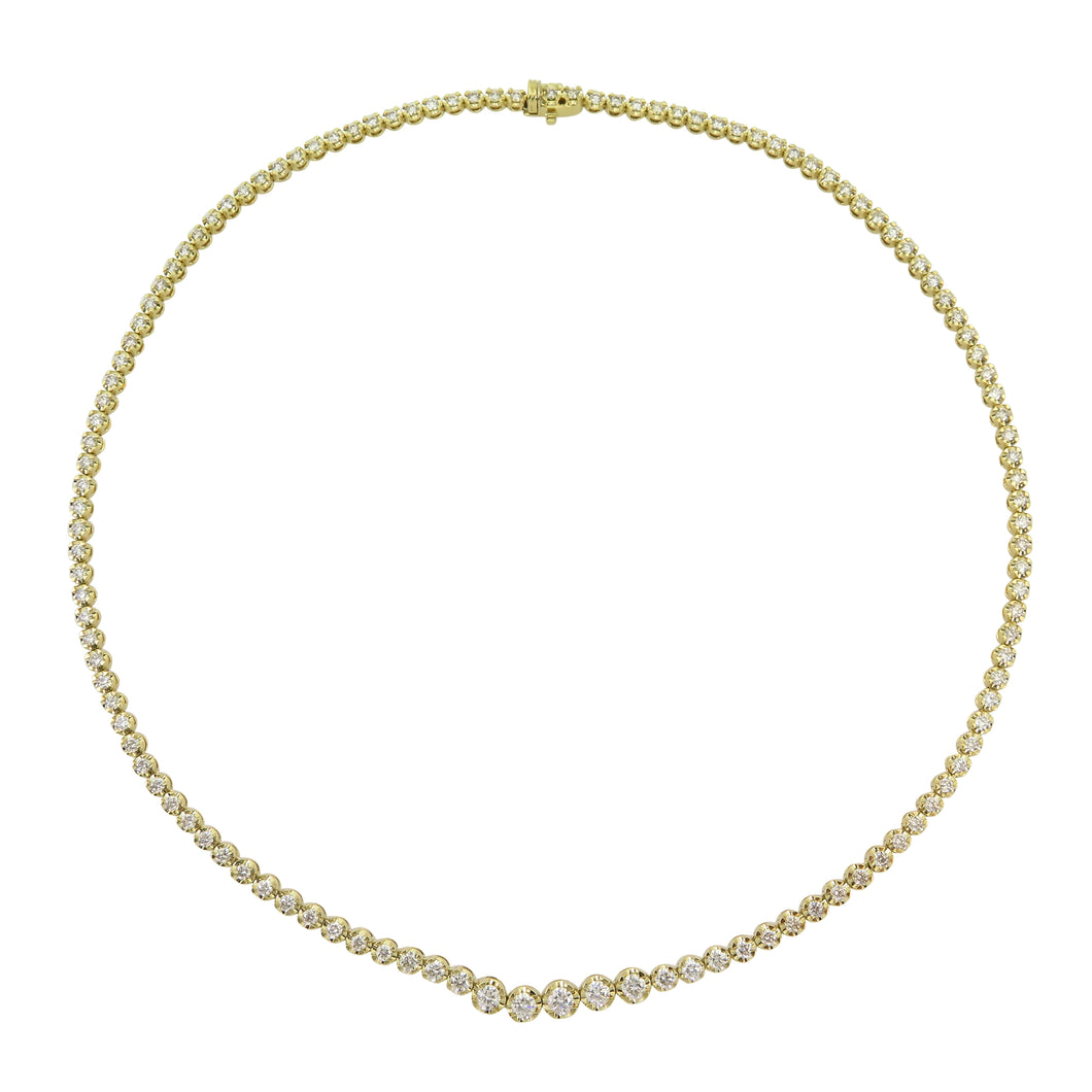 18KT Yellow Gold Graduated Tennis Necklace with 5.02ctw diam...