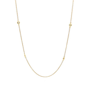 18KT yellow gold pendant chain, cable link, 0.11ctw round di...