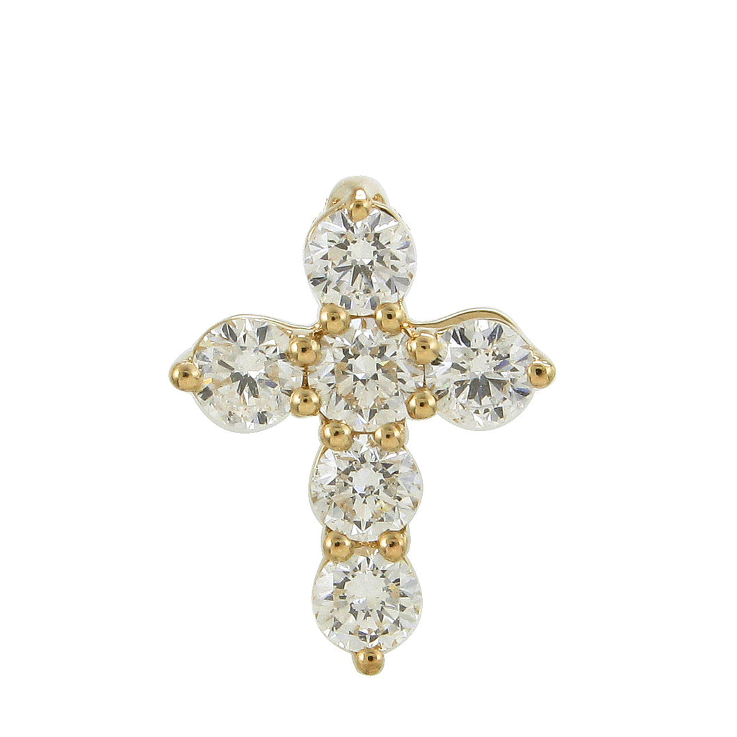 18KT yellow gold cross pendant with 0.56ctw round diamonds, ...