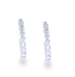 14KT white gold hoop earrings with 0.55ctw round diamonds, H...