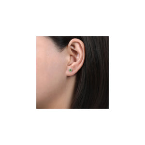 14K White Gold PE - Peridot Stud Earring, 0.09ctw H/I-SI, 0....