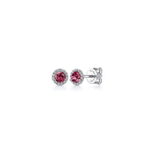 Load image into Gallery viewer, 14K White Gold Pink Tourmaline Stud Earring, 0.09ctw H/I-SI,...
