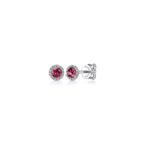 14K White Gold Pink Tourmaline Stud Earring, 0.09ctw H/I-SI,...