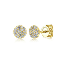 Load image into Gallery viewer, 14K Yellow Gold Round Cluster Diamond Stud Earrings, 0.13ctw...
