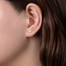 Load image into Gallery viewer, 14K Yellow Gold Round Cluster Diamond Stud Earrings, 0.13ctw...
