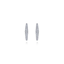 Load image into Gallery viewer, 14KT white gold geometric hoop earrings with 0.33ctw round d...
