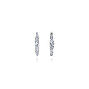 14KT white gold geometric hoop earrings with 0.33ctw round d...