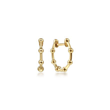 Load image into Gallery viewer, 14K Yellow Gold Beaded Ball Station Huggies
