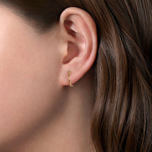 Load image into Gallery viewer, 14K Yellow Gold Beaded Ball Station Huggies
