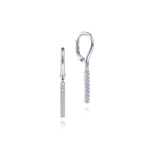Load image into Gallery viewer, 14K White Gold Diamond Bar Drop Leverback Earrings, 0.11ctw,...

