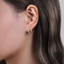 Load image into Gallery viewer, 14K Yellow Gold Diamond And beaded Double Huggies, 0.34ctw H...
