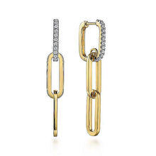 Load image into Gallery viewer, 14KT yellow gold hollow paperclip link earrings with 0.32ctw...
