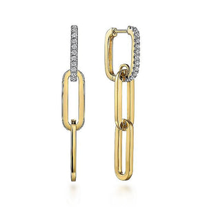 14KT yellow gold hollow paperclip link earrings with 0.32ctw...