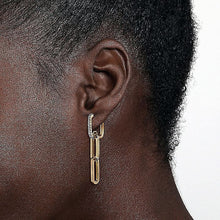 Load image into Gallery viewer, 14KT yellow gold hollow paperclip link earrings with 0.32ctw...
