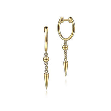 Load image into Gallery viewer, 14KT yellow gold drop spike earrings
