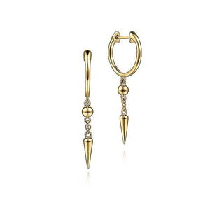 14KT yellow gold drop spike earrings