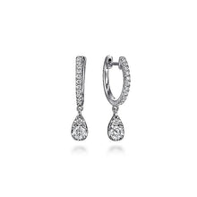 Load image into Gallery viewer, 14KT white gold drop earrings with 0.53ctw round diamonds, H...
