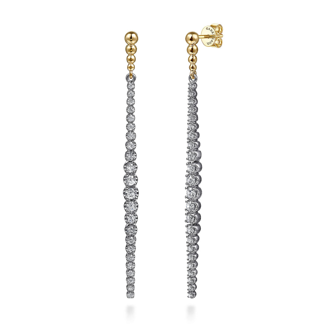 14KT white and yellow gold Bujukan graduated drop with 0.76c...
