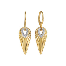 Load image into Gallery viewer, 14KT yellow gold pear drop earrings with fluted finish and 0...
