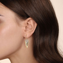 Load image into Gallery viewer, 14KT yellow gold pear drop earrings with fluted finish and 0...
