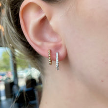 Load image into Gallery viewer, 14K Yellow Gold Diamond And beaded Double Huggies, 0.34ctw H...
