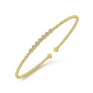 14KT yellow gold Bujukan bead bangle bracelet with cluster d...