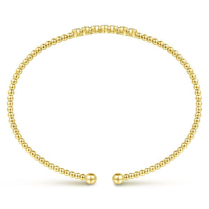 14KT yellow gold Bujukan bead bangle bracelet with cluster d...