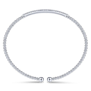 14KT white gold Bujukan bangle bracelet with diamond pave ba...