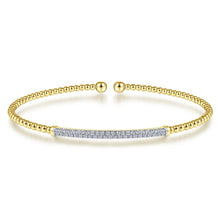 Load image into Gallery viewer, 14KT yellow gold Bujukan bangle bracelet with diamond pave b...
