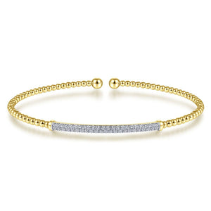 14KT yellow gold Bujukan bangle bracelet with diamond pave b...