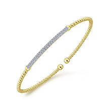 Load image into Gallery viewer, 14KT yellow gold Bujukan bangle bracelet with diamond pave b...
