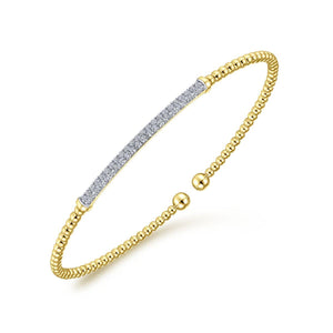 14KT yellow gold Bujukan bangle bracelet with diamond pave b...