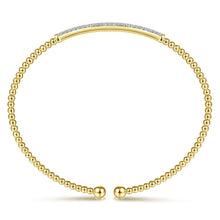 Load image into Gallery viewer, 14KT yellow gold Bujukan bangle bracelet with diamond pave b...
