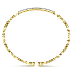 14KT yellow gold Bujukan bangle bracelet with diamond pave b...