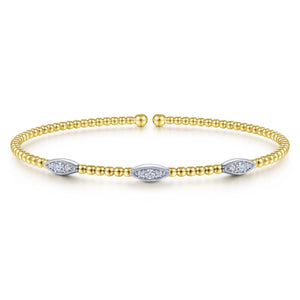 14KT yellow and white gold Bujukan bangle bracelet with diam...