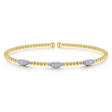 Load image into Gallery viewer, 14KT yellow and white gold Bujukan bangle bracelet with diam...
