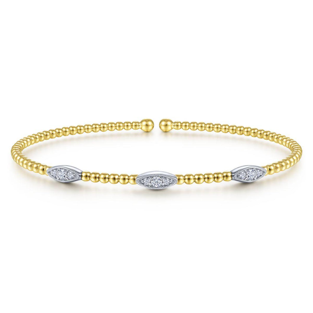 14KT yellow and white gold Bujukan bangle bracelet with diam...