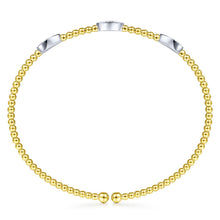 Load image into Gallery viewer, 14KT yellow and white gold Bujukan bangle bracelet with diam...
