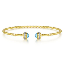 Load image into Gallery viewer, 14KT yellow gold diamond and blue topaz (1.52ctw) Bujukan ba...
