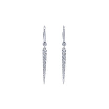 Load image into Gallery viewer, 14KT white gold graduated drop earrings with 0.34ctw round c...
