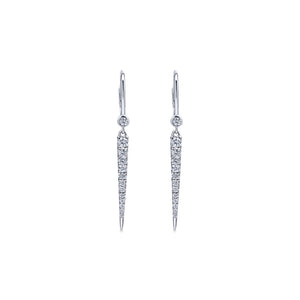 14KT white gold graduated drop earrings with 0.34ctw round c...