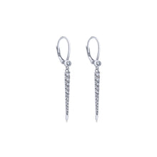 Load image into Gallery viewer, 14KT white gold graduated drop earrings with 0.34ctw round c...

