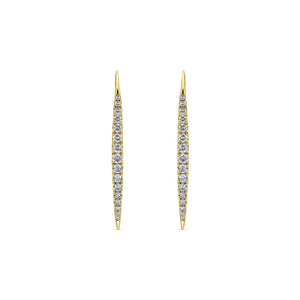 14KT yellow gold drop earrings with pass through back and 0....