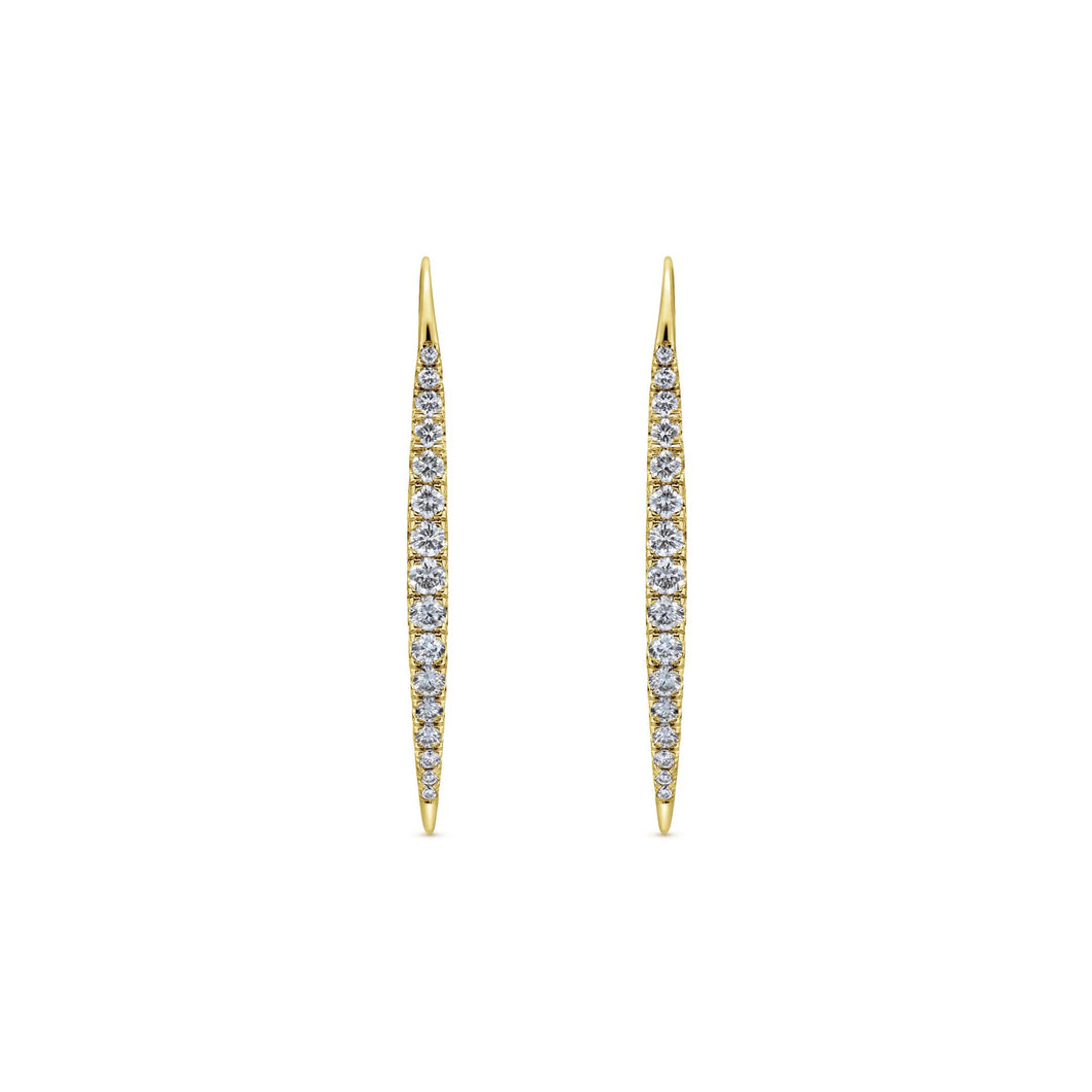 14KT yellow gold drop earrings with pass through back and 0....